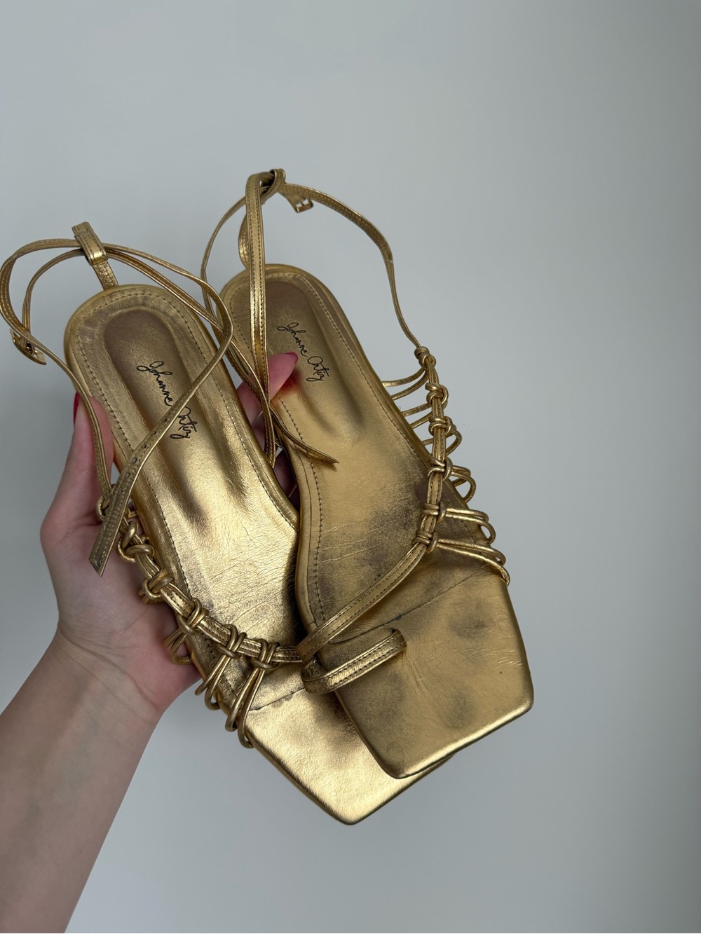 Johanna Ortiz Aventurera Nocturna metallic-leather flat sandals in gold